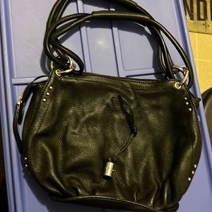 Black leather purse with studs